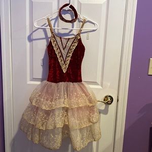 Dance Costume in burgundy and gold
